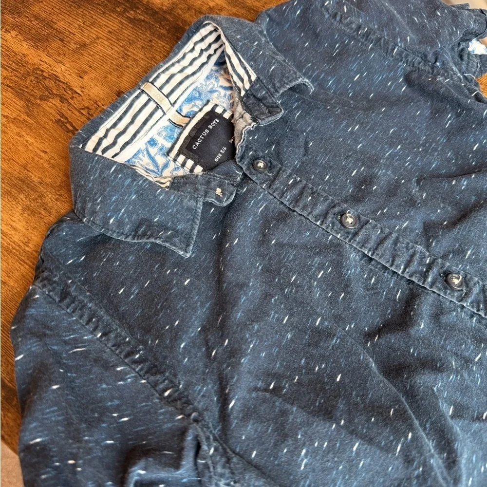 Cactus Boys Kids Navy Button Down Shirt